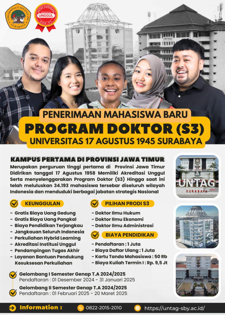 Program Subsidi Beasuswa S3 Untag Surabaya